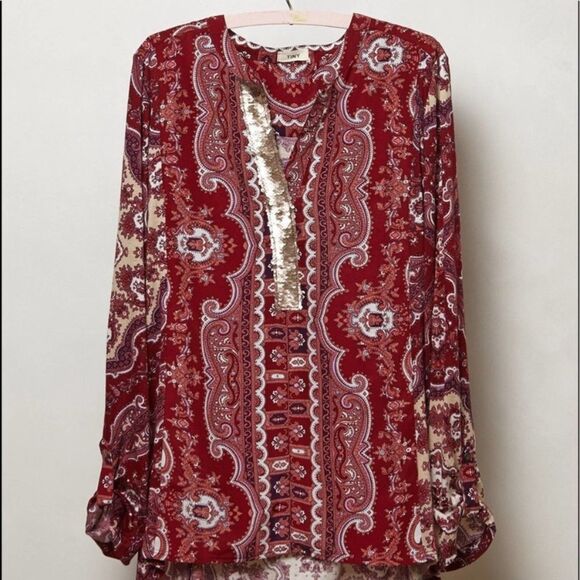 Tiny popover red sequined blouse small - Picture 3 of 8